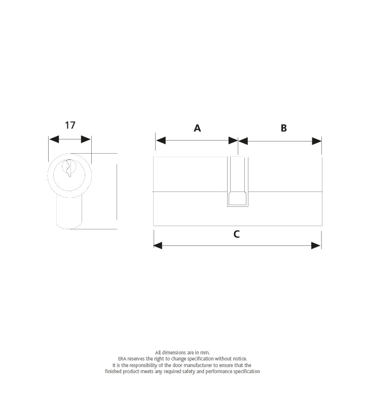 ERA 6 Pin Euro Profile Double Door Cylinder 4070-51 35/45 Satin