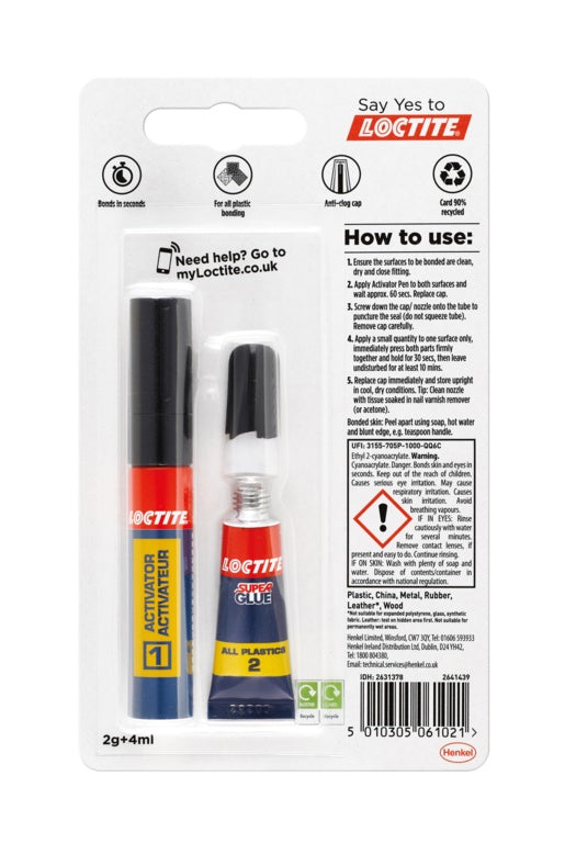 Loctite All Plastics Super Glue - 2g + 4ml