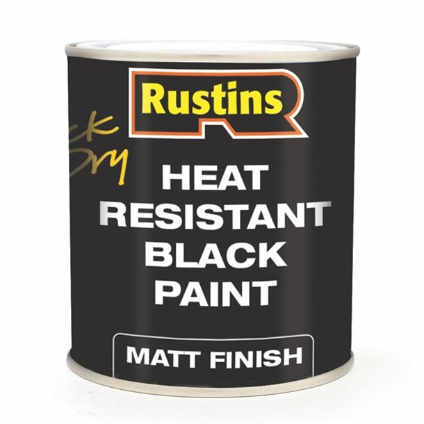 Rustins Heat Resistant Paint Black Matt Finish 500ml