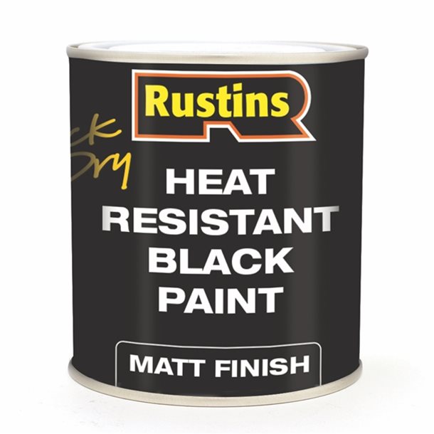 Rustins Heat Resistant Paint Black Matt Finish 250ml