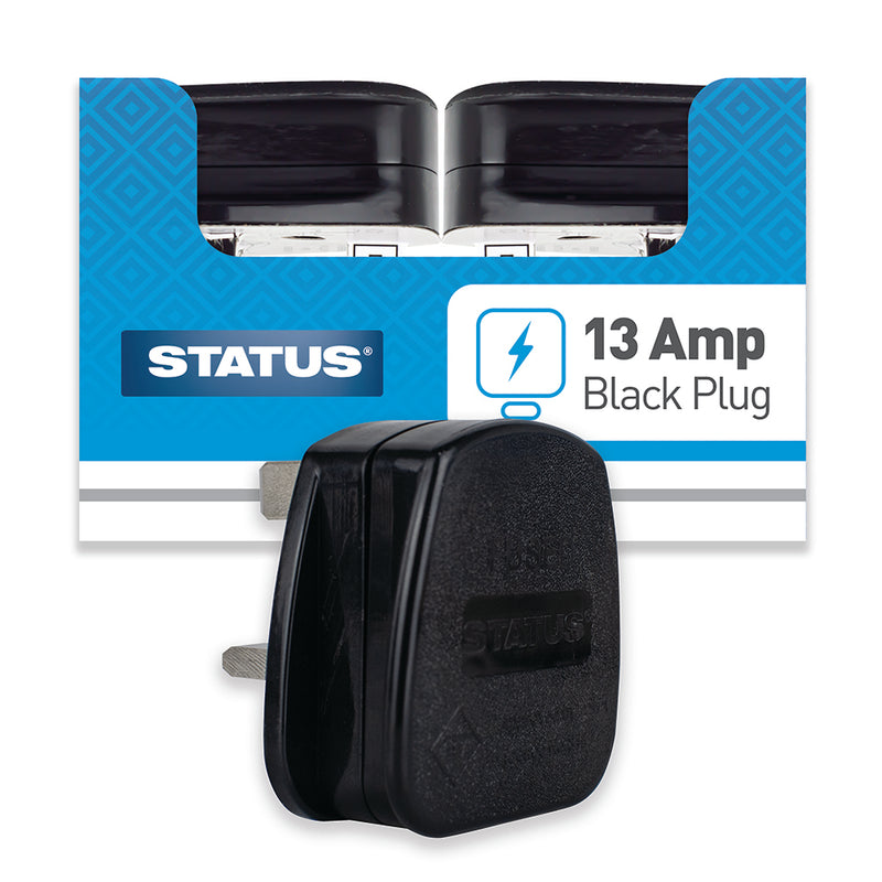 Black 13 Amp Fused Plug Replacement Plug