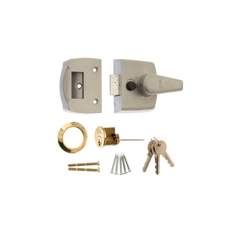 ERA Replacement Nightlatch Door Lock 1430-52 - Satin Body - Brass Cylinder