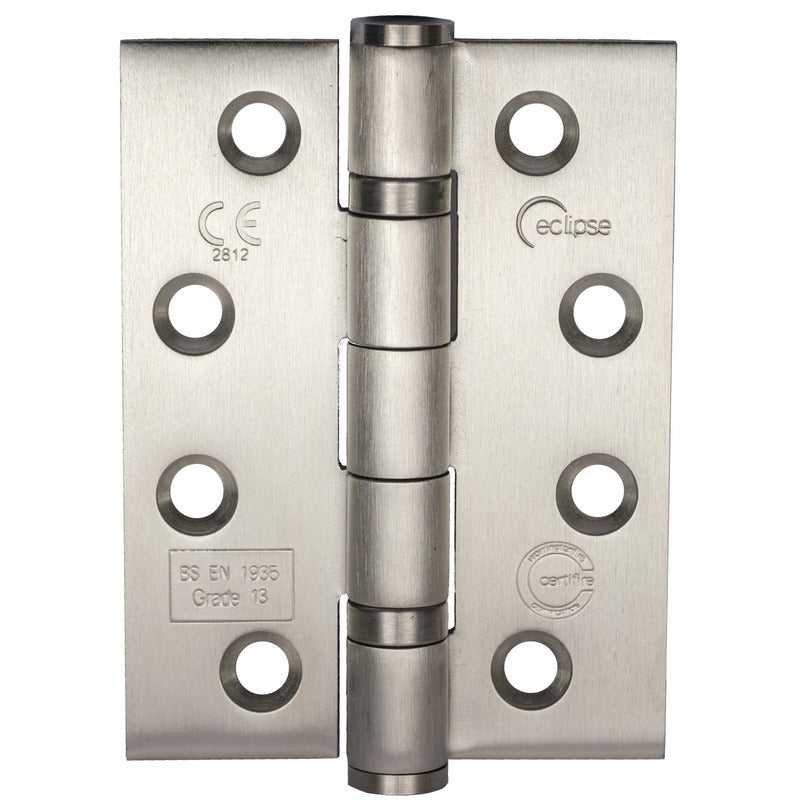 Eclipse Satin Stainless Steel Ball Bearing Hinges 102 x 76 x 3mm - 3 Pack