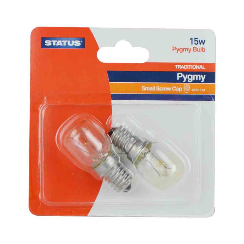 Traditional Pygmy Light Bulb - CES/E14 Small Screw Cap - 15w - 2 pack