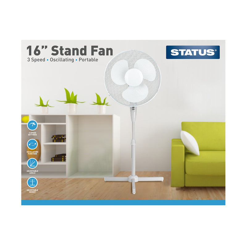 Status - 16” Stand Fan - White
