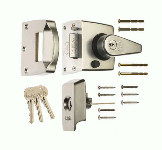 ERA British Standard High Security Nightlatch Door Lock - 40mm Backset - Satin (1830-40-2)