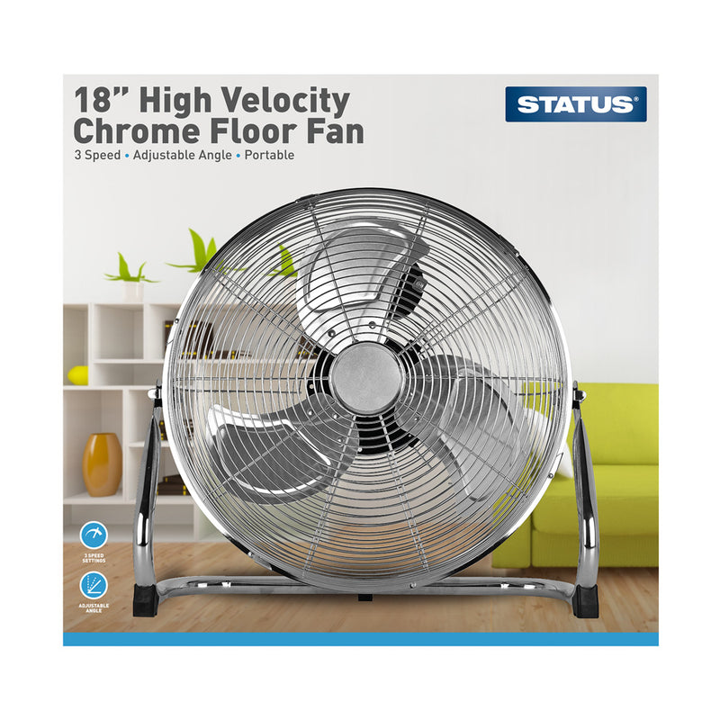 Status - High Velocity Chrome Floor Fan - 16” & 18”