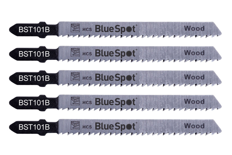 BlueSpot 5 PCE HCS Clean Cut Wood Cutting Jigsaw Blades(10 TPI) (19003)