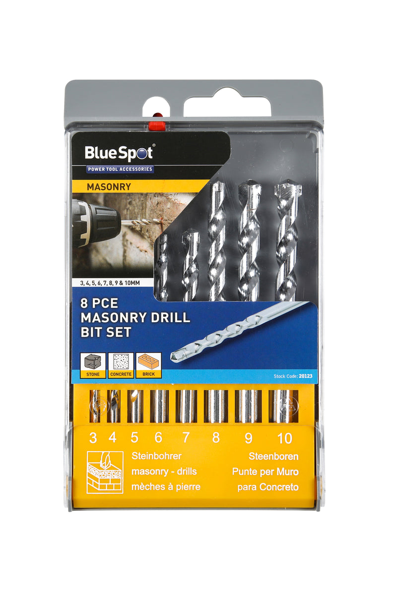 BlueSpot 8 PCE Masonry Drill Bit Set - 3-10mm (20123)