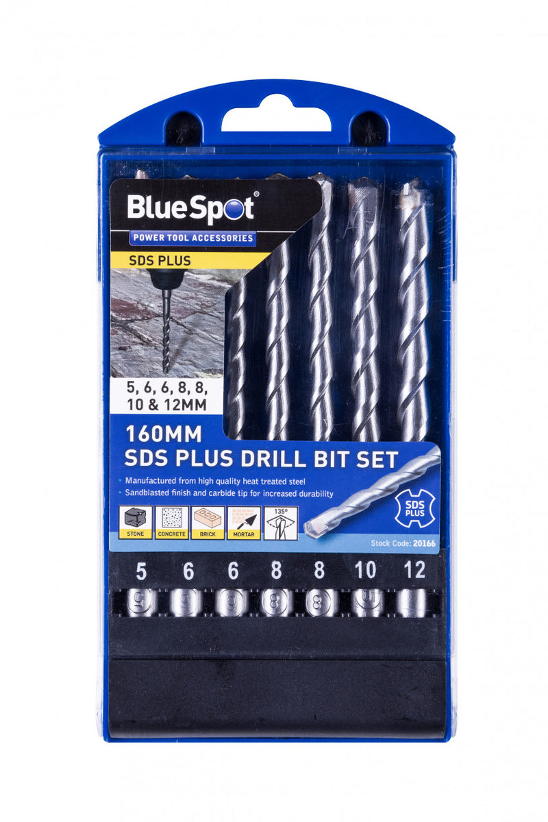 BlueSpot - 7 PCE 160mm SDS Plus Masonry Drill Bit Set