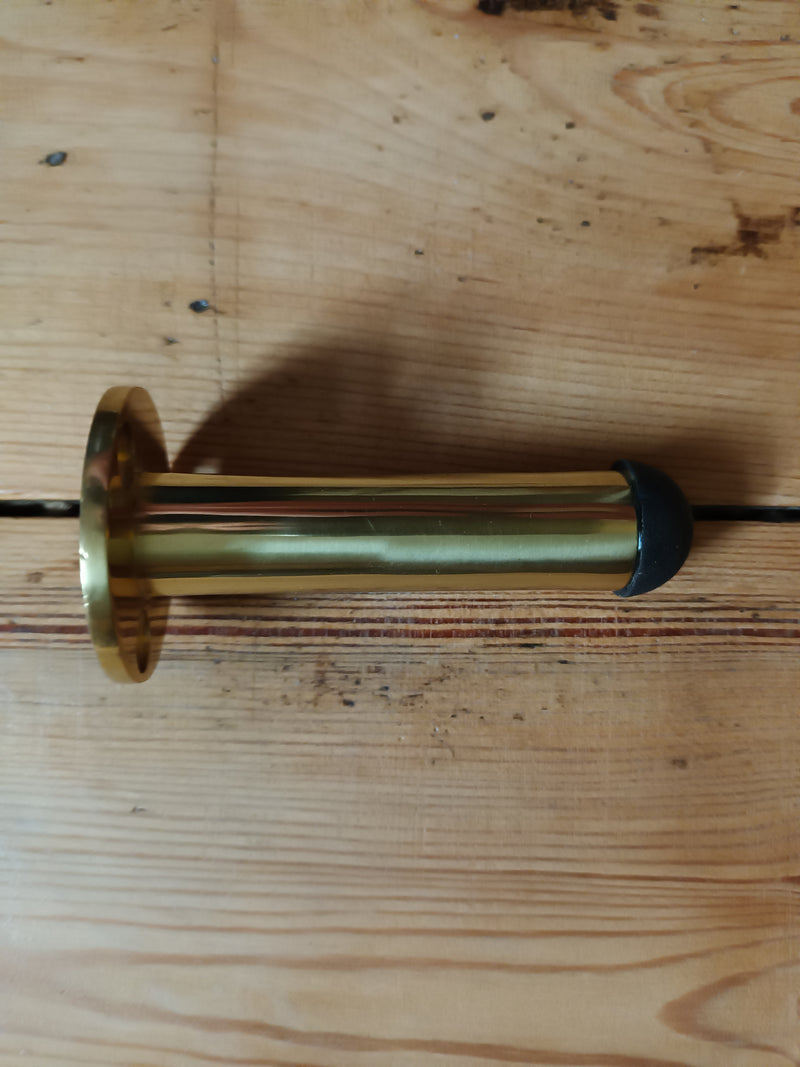 Round Base Polished Brass Door Stop 75mm