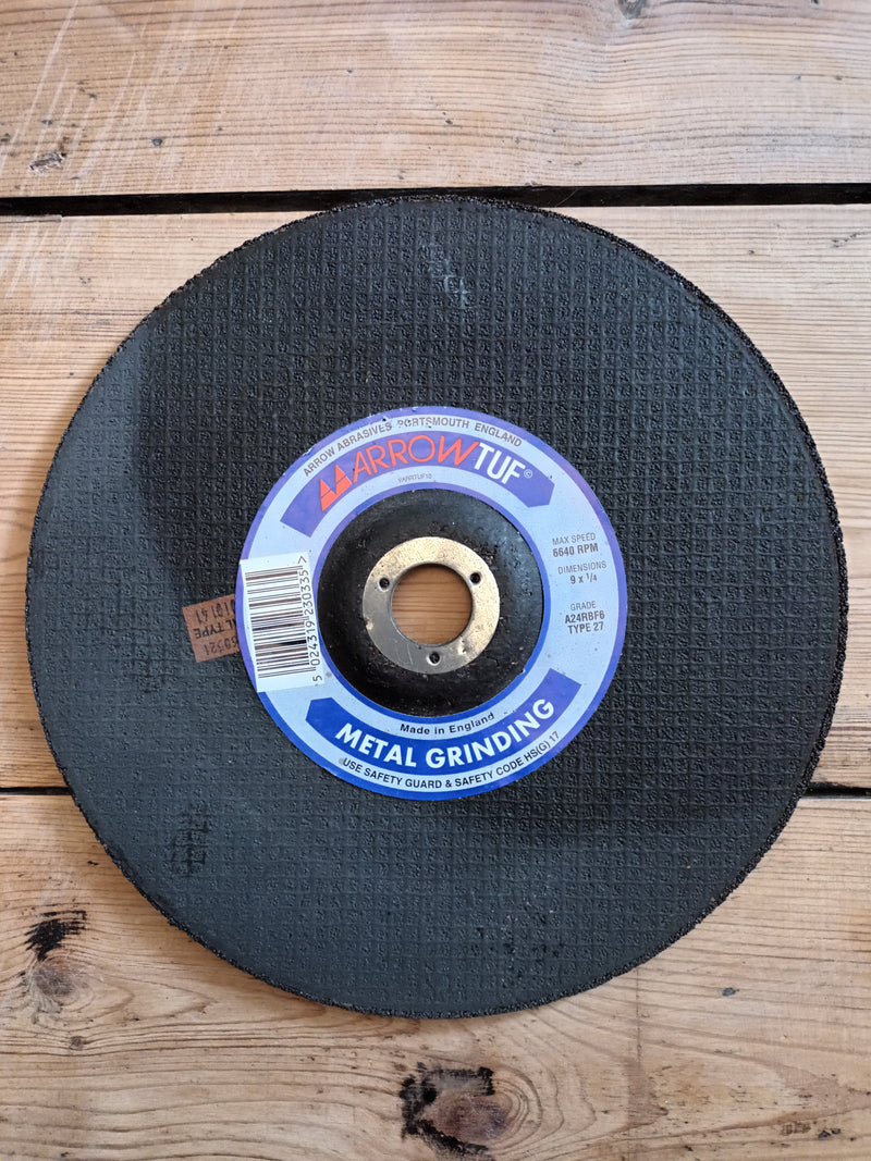 Arrowtuf Metal Grinding Angle Grinder Disc 230 x 6mm (9" x 1/4")