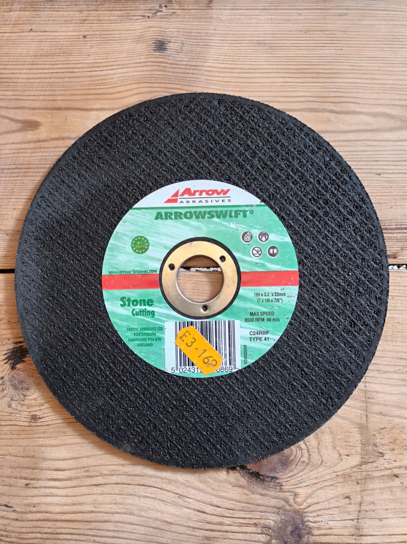 Arrowswift Stone Cutting Angle Grinder Disc 180 x 3.2 x 22mm