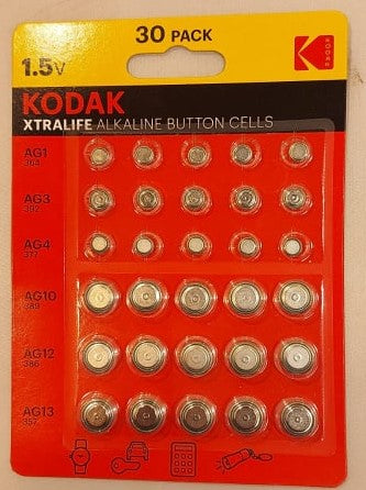 Kodak Xtralife Alkaline Button Cells - 30 Pack