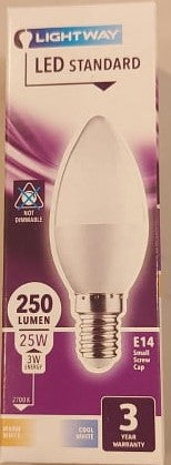 Lightway LED Standard Candle E14 Small Screw Cap - 3W = 25W