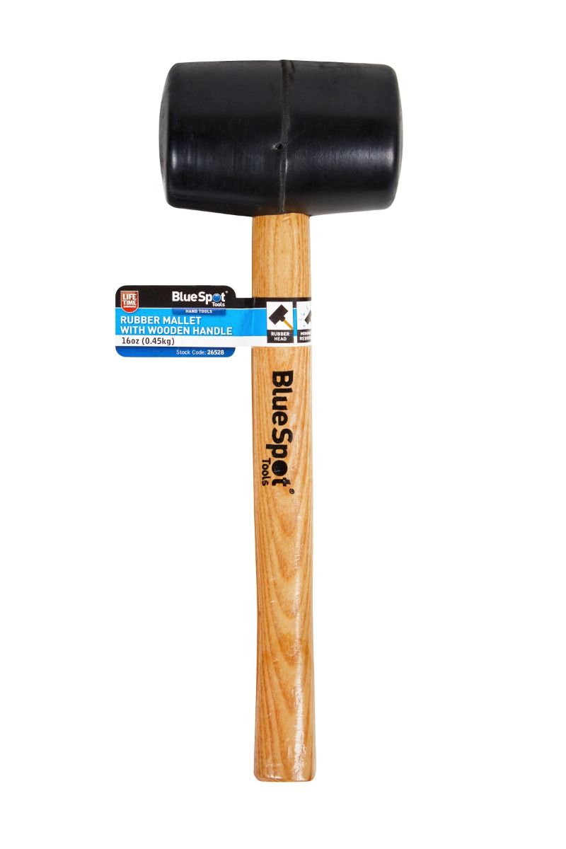 BlueSpot 16oz (0.45kg) Rubber Mallet With Wooden Handle (26528)