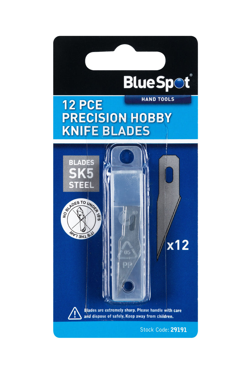 BlueSpot 12 PCE Precision Hobby Knife Blades (29191)
