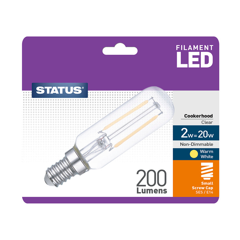 Status Filament LED Cookerhood Clear Light Bulb - SES/E14 Small Screw Cap - 2w (30w) - Non-Dimmable