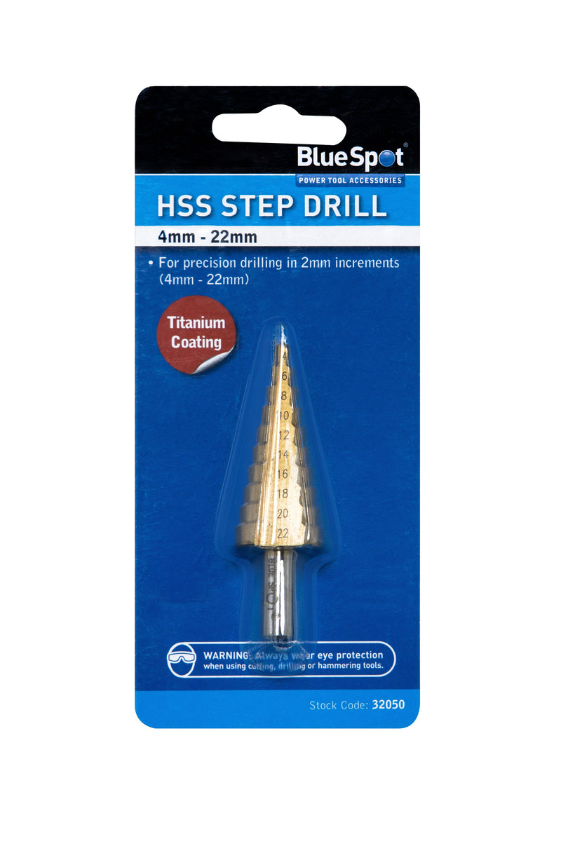 BlueSpot HSS Step Drill 4mm - 22mm