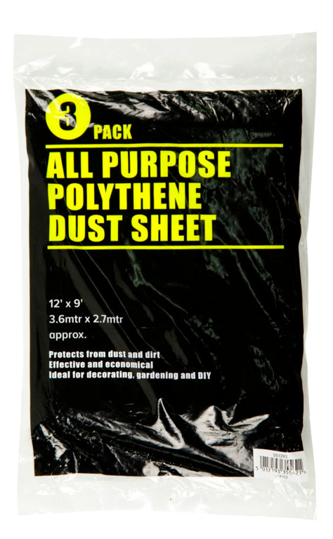 All Purpose Polythene Dust Sheets - 12' x 9' - 3 pack