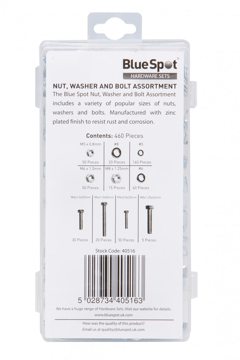 BlueSpot - 460 PCE Assorted Nut, Washer And Bolt Set