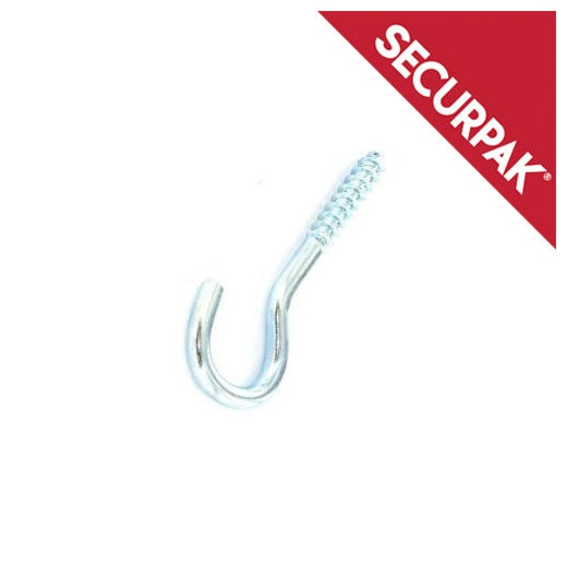 Securpak Screw Hooks - 5 pack of 10 x 60mm & 4 Pack of 12 x 80mm