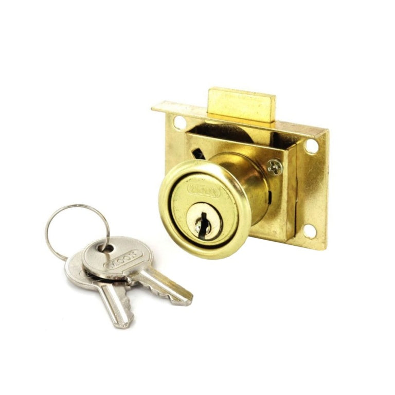 Securit Electro Brassed 50mm Drawer Lock 2 Keyed