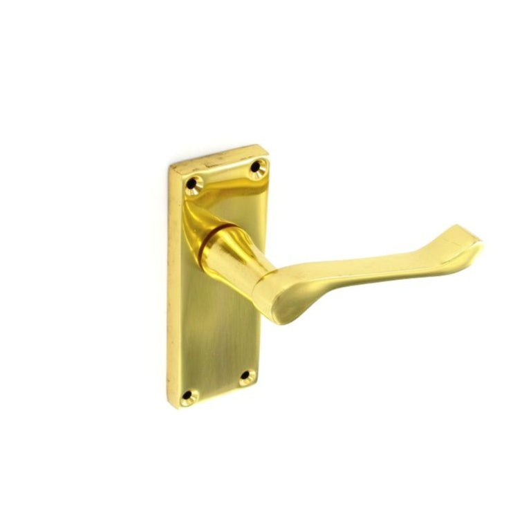 Securit Brass Victorian Scroll Latch Handles (Pair) 105mm (S2205)