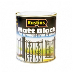 Rustins Quick Dry Matt Black Paint for Wrought Iron & Wood - 250 ml, 500 ml & 1 litre