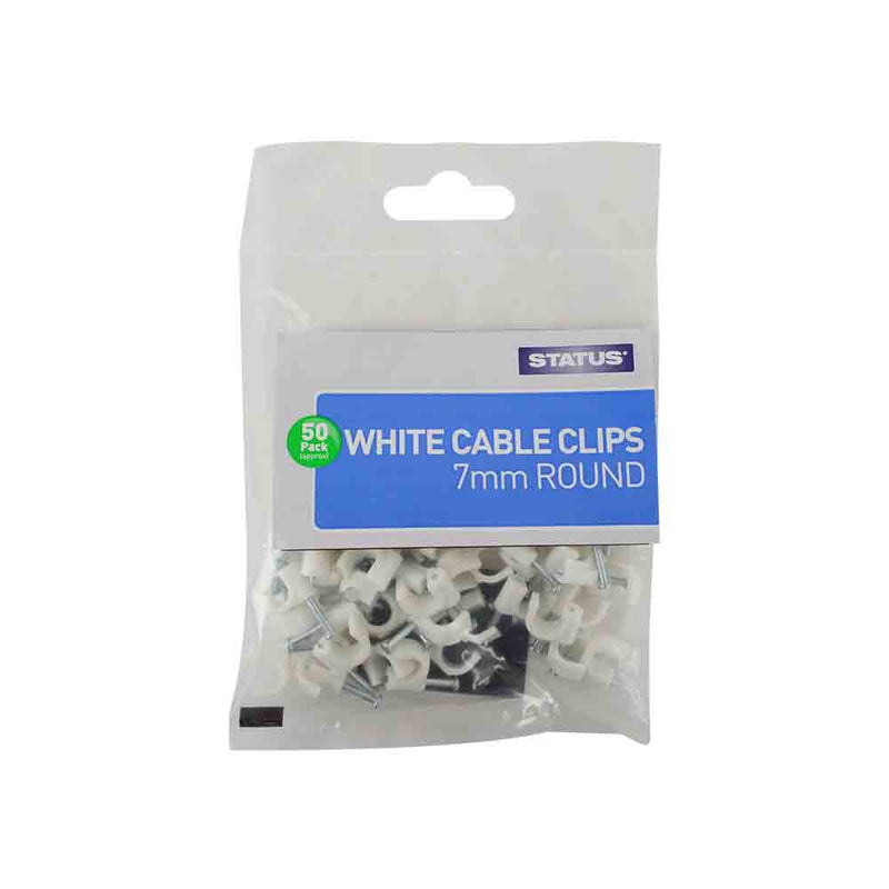Status - White Cable Clips - 5mm & 7mm