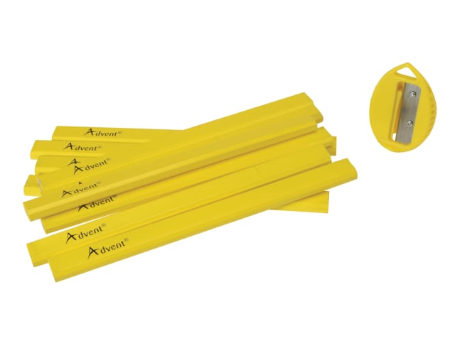 Advent Carpenter's Pencils - Tub of 10 + Sharpener