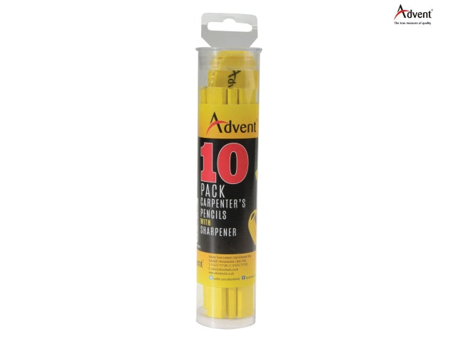 Advent Carpenter's Pencils - Tub of 10 + Sharpener