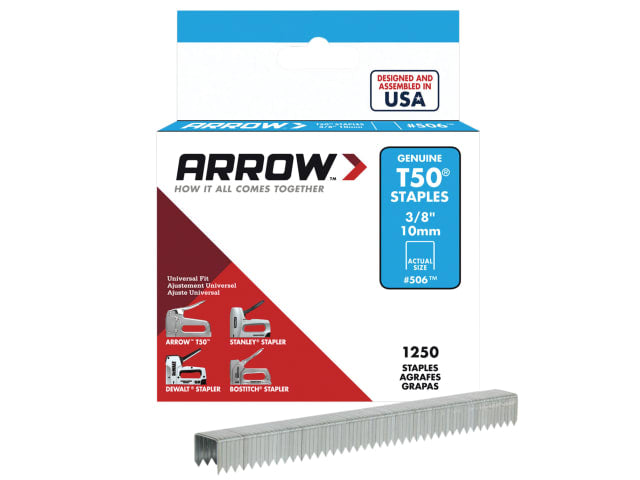 Arrow - T50 Wire Staples - 6mm, 8mm, 10mm, 12mm & 14mm