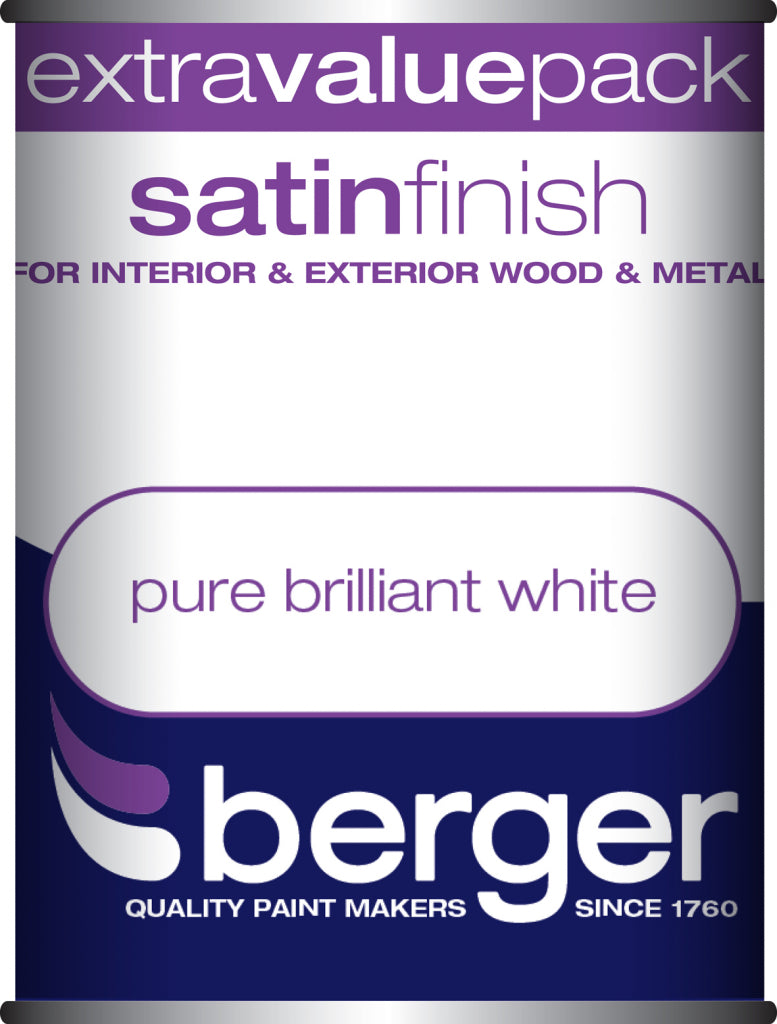 Berger - Satin Finish - 1.25L - Extra Value Pack - Pure Brilliant White