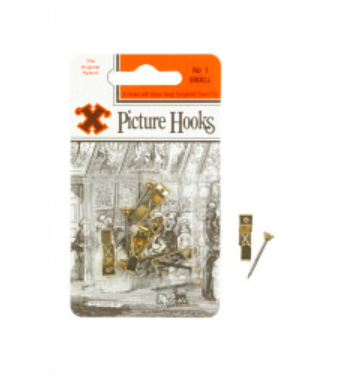 Picture Hooks with Brass Plated Tempered Steel Pins - Small, Medium Large & Extra Large