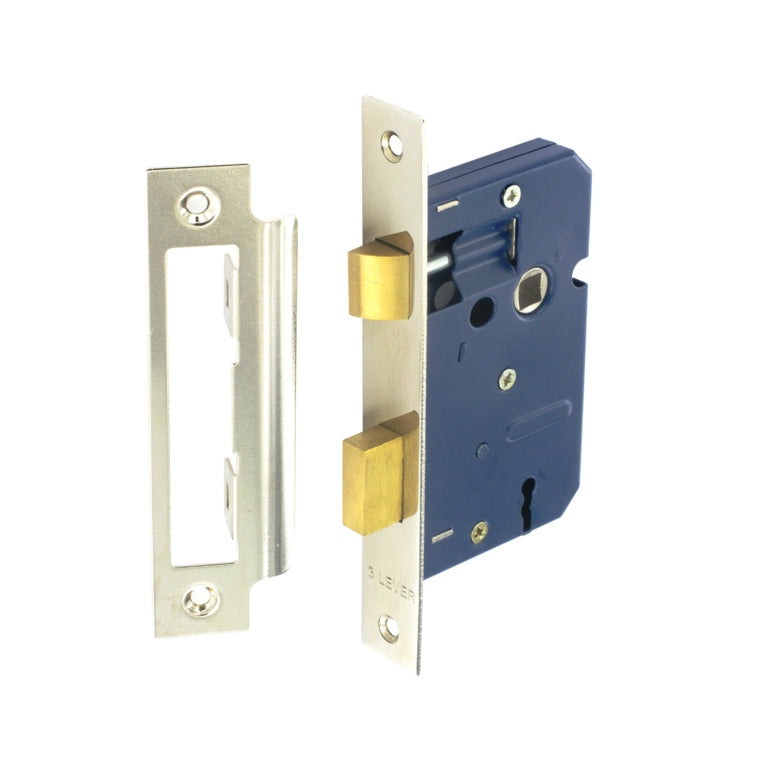 Securit 3 Lever Sash Lock with 4 Keys - 63mm (2 1/2") - Nickel & Brass