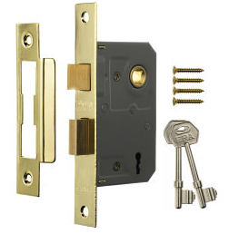 ERA - High Security 3 Lever Door Lock - 64mm (2 1/2") - Brass & Chrome