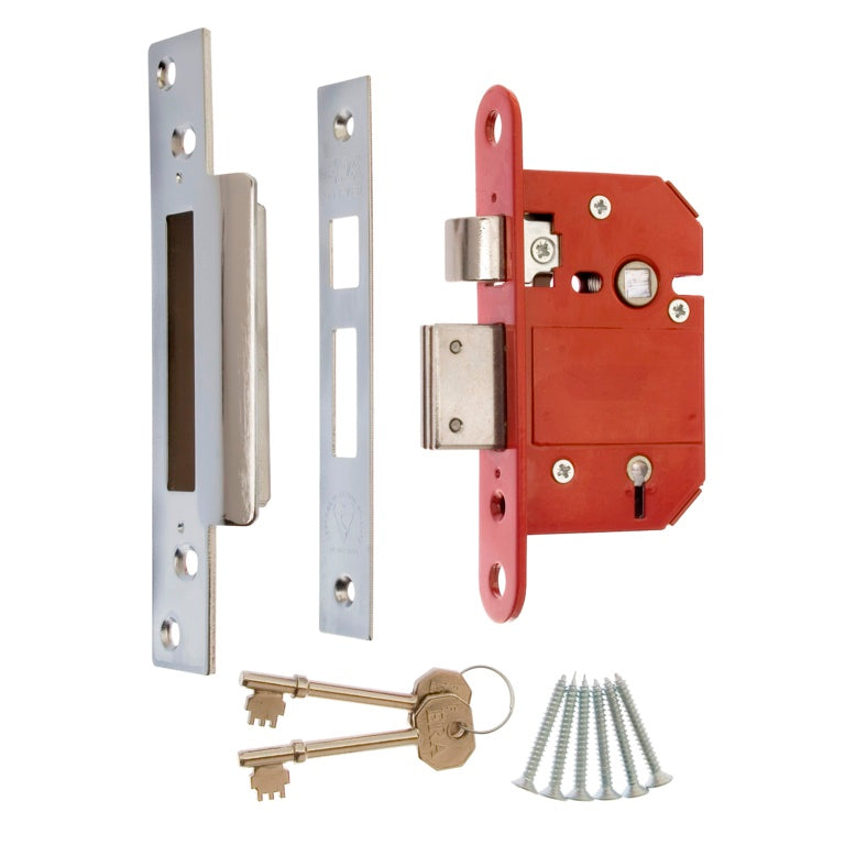 ERA - British Standard Door Lock - High Security 5 Lever Mortice Sash Lock - 76mm (3") - Chrome