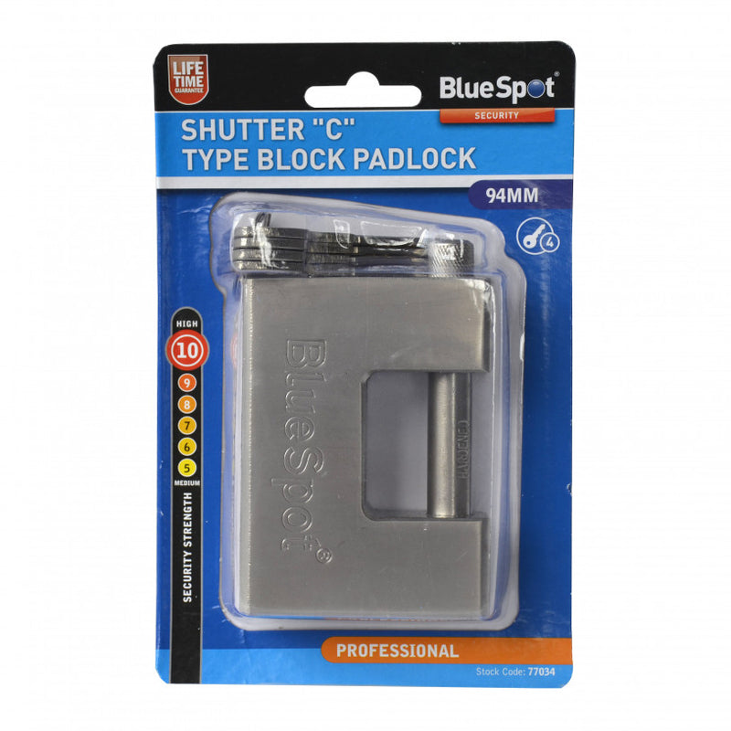 BlueSpot Shutter "C" Type Block Padlock - 94mm (77034)