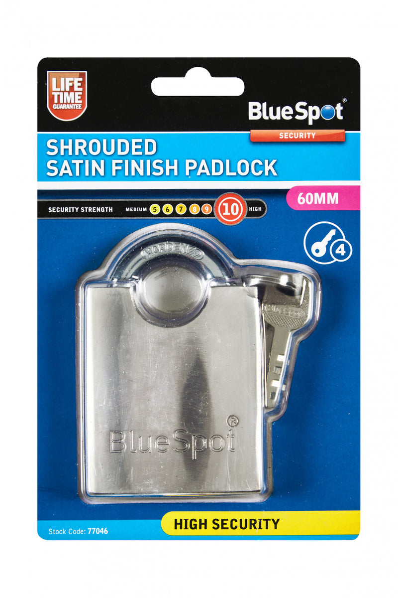 BlueSpot 60mm Shrouded Satin Finish Padlock