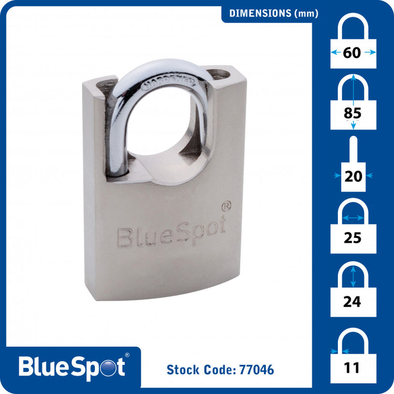 BlueSpot 60mm Shrouded Satin Finish Padlock