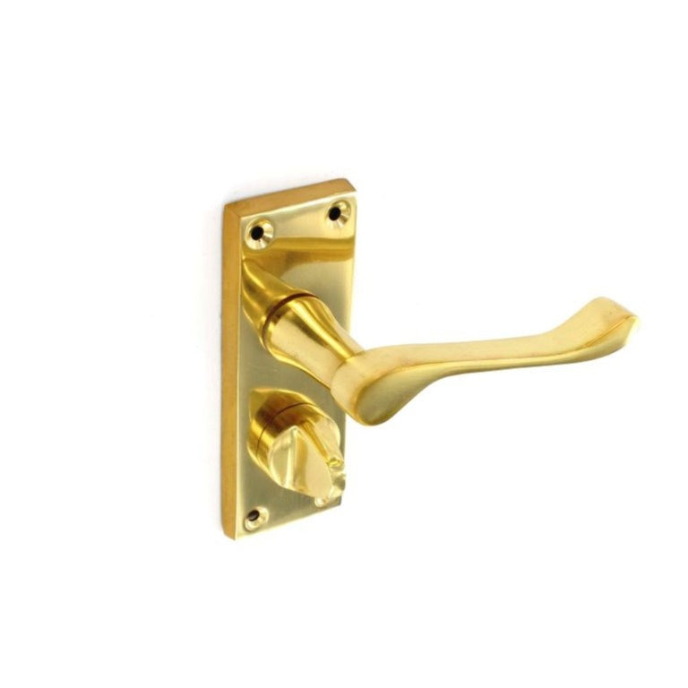 Securit Polished Brass Victorian Scroll Privacy Door Handles