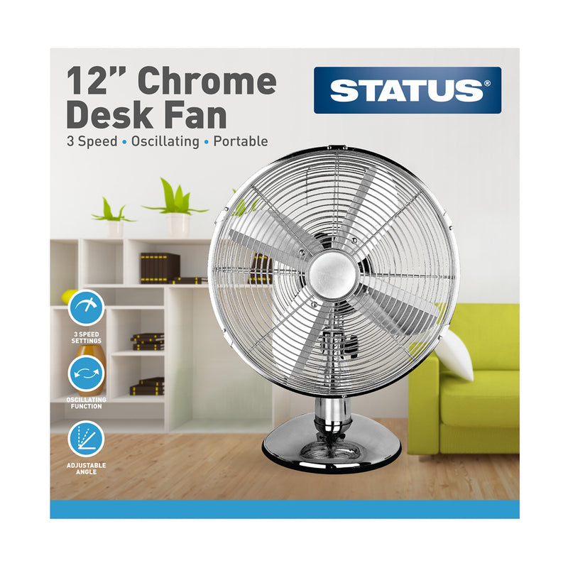Status - Oscillating Desk Fan - 12 inch