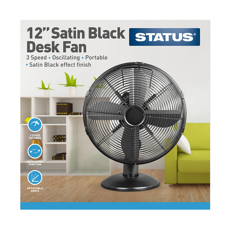 Status - Oscillating Desk Fan - 12 inch
