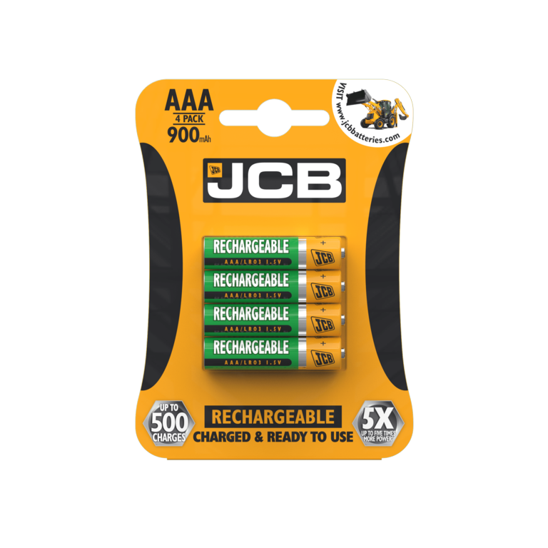 JCB Rechargeable Ni-MH 1.2V AAA Batteries - 4 pack