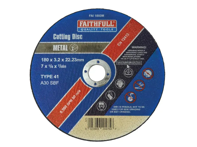 Faithfull Metal Angle Grinder Disc 180 x 3.2 x 22mm