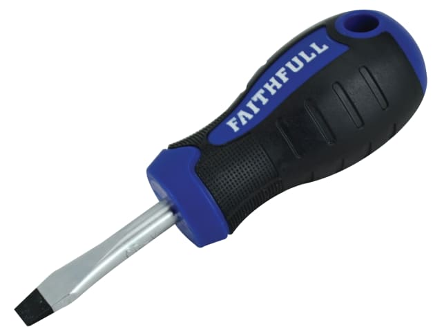 Faithfull Quality Tools Stubby Screwdriver Flared Slotted Tip - 6.5mm x 38mm
