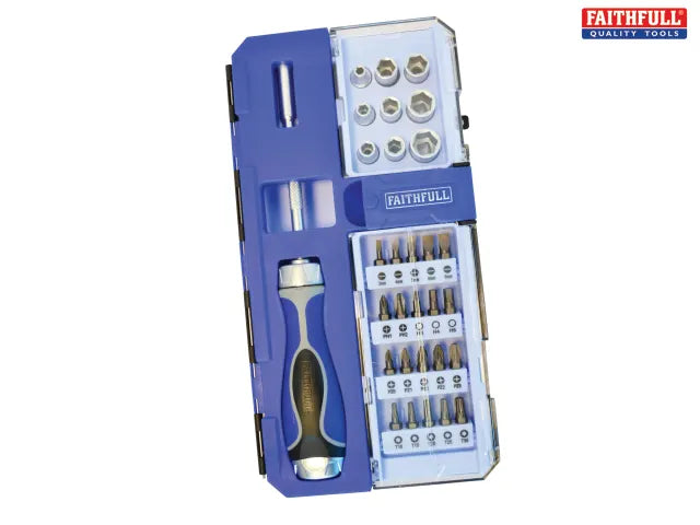 Faithfull Socket & Bit Set Ratchet Screwdriver