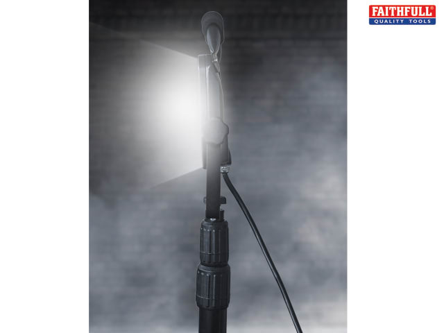 Faithfull Quality Tools - LED Single Head Tripod Site Light 20W 1800 Lumens 110V