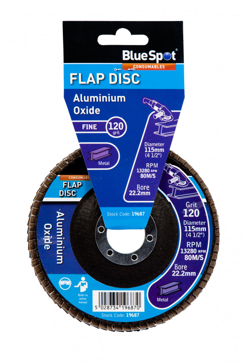 BlueSpot -115mm Aluminium Oxide Sanding Flap Disc